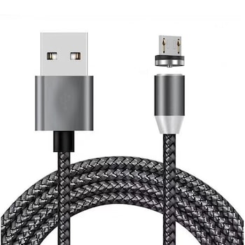 Cablu de incarcare cu conector magnetic pentru telefon si tableta , micro-USB, incarcare rapida,1M, LED, NEGRU Cablu de incarcare cu conector magnetic pentru telefon si tableta , micro-USB, incarcare rapida,1M, LED, NEGRU