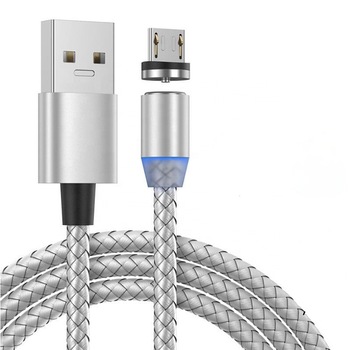 Cablu de incarcare cu conector magnetic pentru telefon si tableta , micro-USB, incarcare rapida,1M, LED, ARGINTIU Cablu de incarcare cu conector magnetic pentru telefon si tableta , micro-USB, incarcare rapida,1M, LED, ARGINTIU