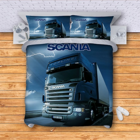 Единичен Спален комплект 3 Digital Limited Скания камион , Scania truck 150 х 210 см, 2бр. калъфки