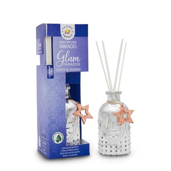 Odorizant ambiental betisoare de ratan Cocos si iasomie, 100 ml Glam Paradise, LCDLA Odorizant ambiental betisoare de ratan Cocos si iasomie, 100 ml Glam Paradise, LCDLA