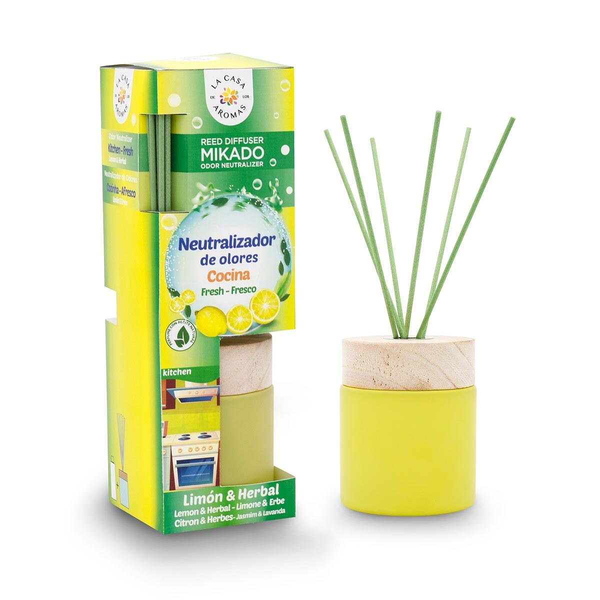 Neutralizator betisoare de ratan Lemon si Herbal pentru mirosuri din bucatarie 100ml Mikado