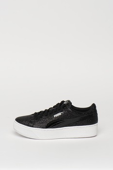 Puma, Pantofi sport cu aspect stralucitor Vikky, Negru, 37 EU Puma, Pantofi sport cu aspect stralucitor Vikky, Negru, 37 EU