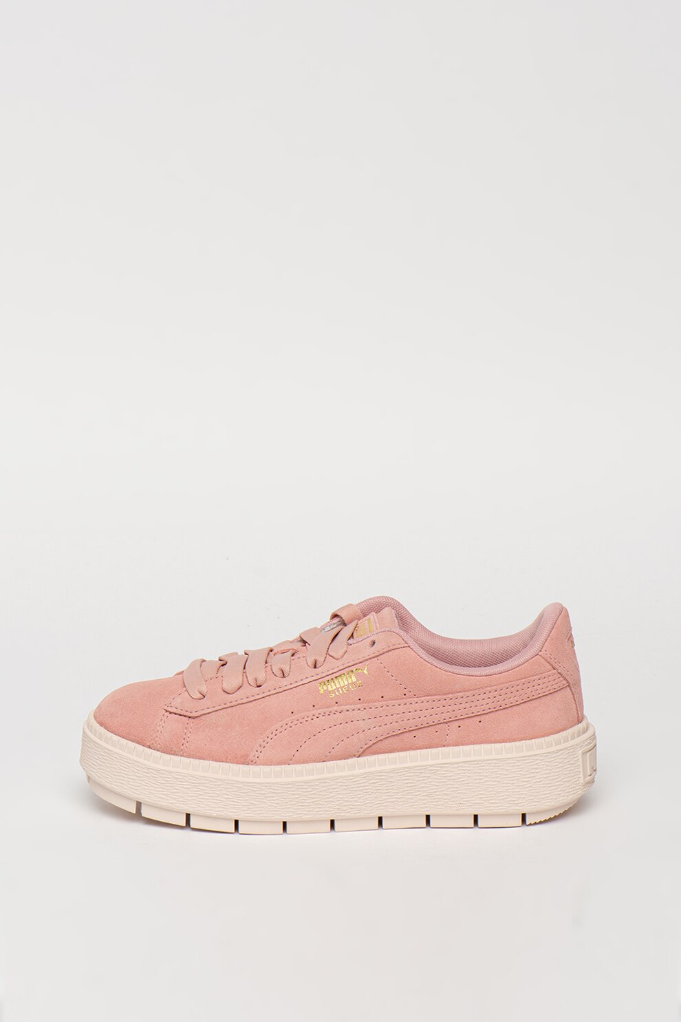 Puma, Pantofi sport din piele intoarsa Trace, Roz pastel, 5.5