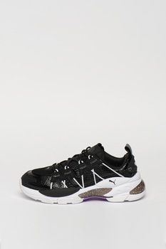 Puma, Pantofi sport cu detalii contrastante Omega Density, Negru, 5.5 Puma, Pantofi sport cu detalii contrastante Omega Density, Negru, 5.5