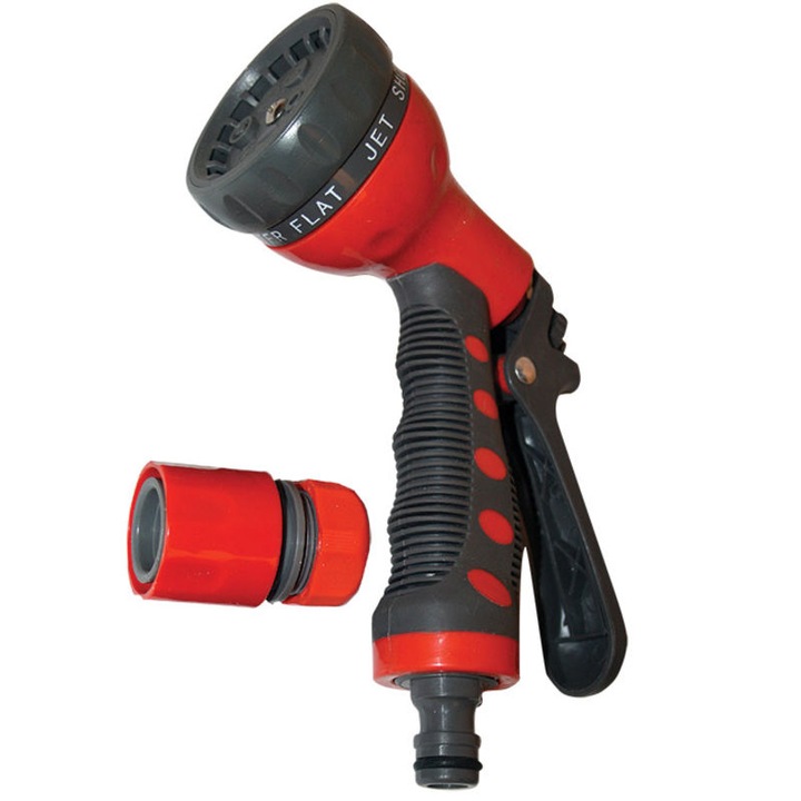 Set pistol pentru stropit 7 functii cu accesorii, 2 piese ABS, TopGarden 380969