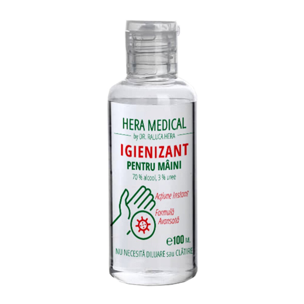 Igienizant pentru maini, cu alcool 70 % si uree, 100 ml gel antibacterian