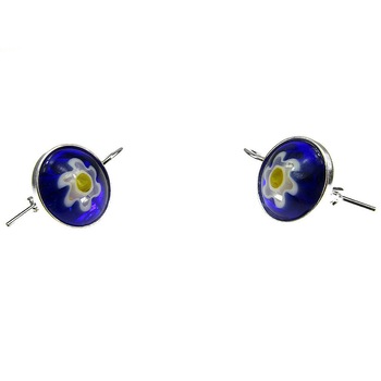 Cercei argint model clasic cu Millefiori albastru 10 MM Cercei argint model clasic cu Millefiori albastru 10 MM