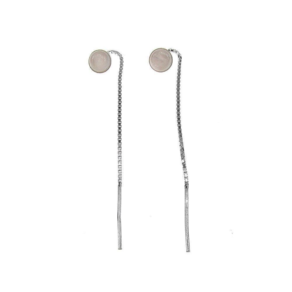 Cercei argint lantisor cu cuart roz 6 MM