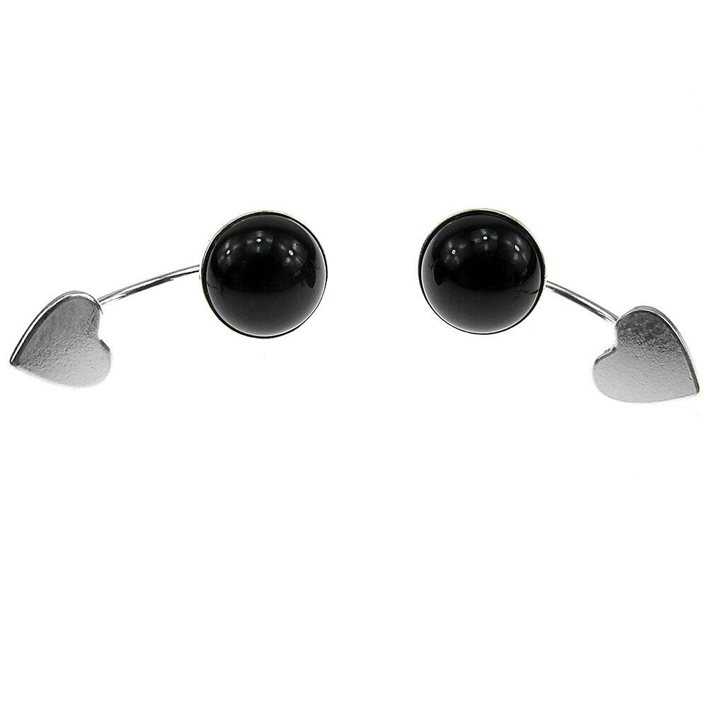 Cercei argint inimioare cu onix natural 8 MM