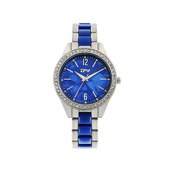 Ceas Mbrands cu mecanism japonez quartz , cristiale zirconiu, bratara din inox , culoare argintiu/albastru Ceas Mbrands cu mecanism japonez quartz , cristiale zirconiu, bratara din inox , culoare argintiu/albastru