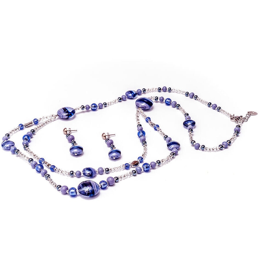 Set Floria din sticla de Murano, Millefiori, 2 piese, mov