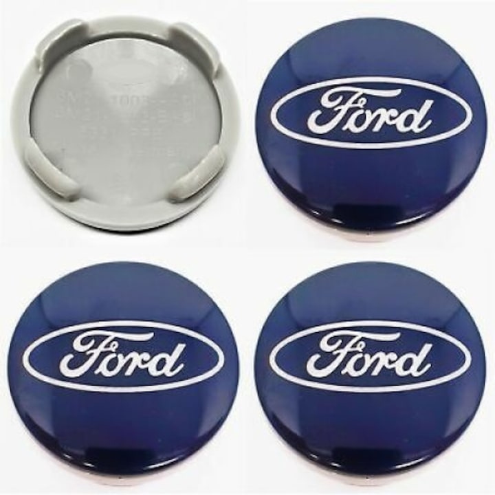 Set 4 capacele roti 54mm albastre, Ford Focus/Mondeo/Kuga , pentru jante aliaj