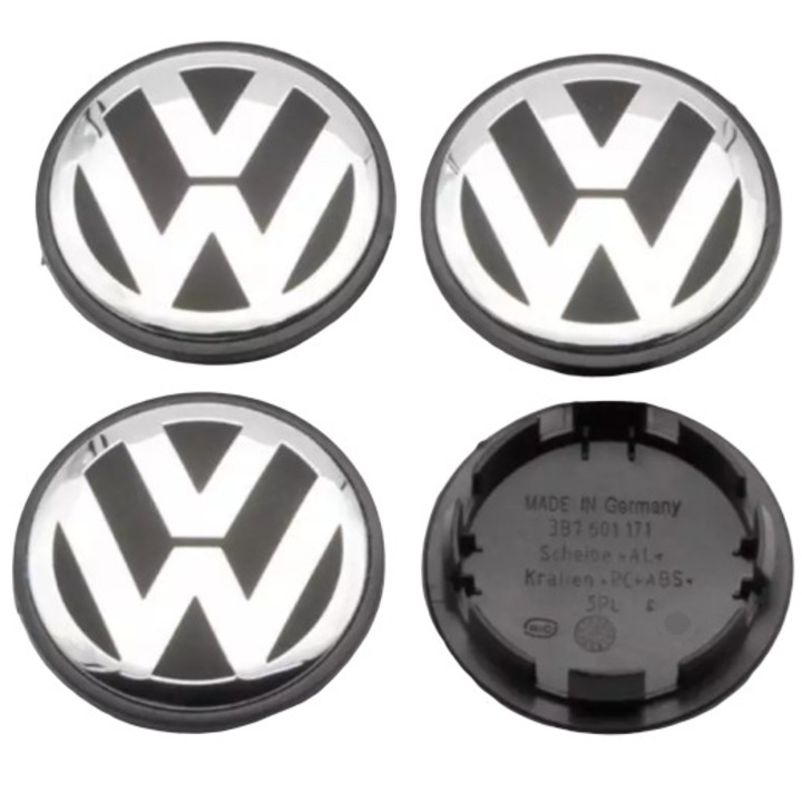 Set 4 capacele roti 65mm Volkswagen Passat/Golf/CC, pentru jante aliaj