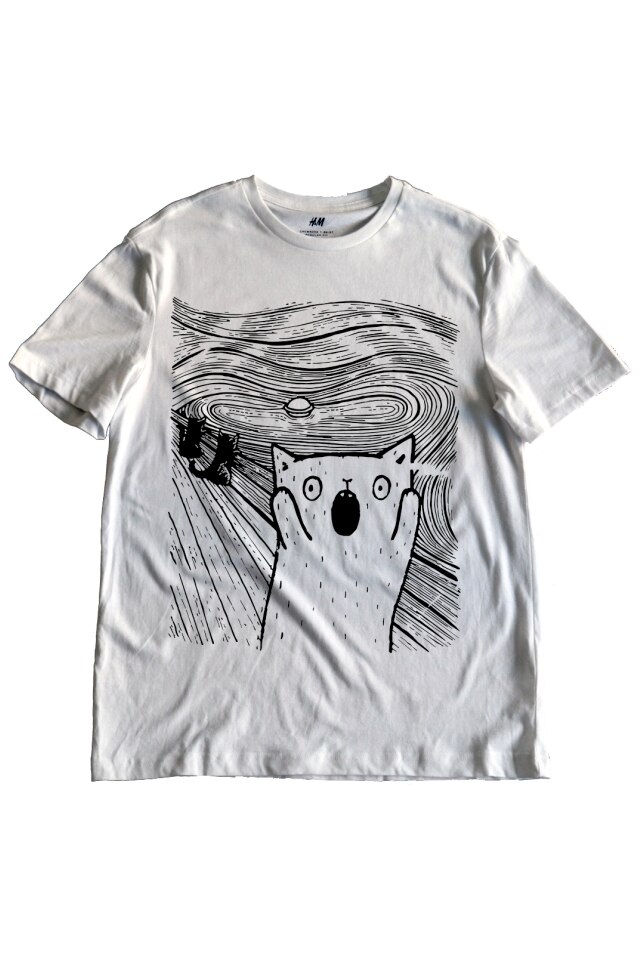 Tricou barbati personalizat, Insta Mania, The Scream, Alb