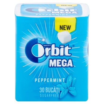 Guma de mestecat cu aroma de menta 30 buc Orbit Mega Peppermint, 66g Guma de mestecat cu aroma de menta 30 buc Orbit Mega Peppermint, 66g