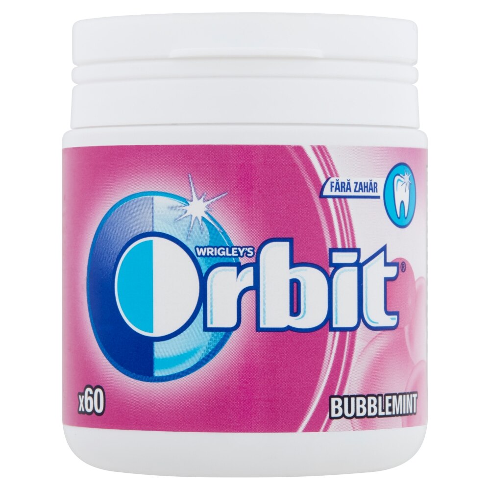 Guma de mestecat cu arome de fructe si menta 60 buc Orbit Bubblemint, 84g