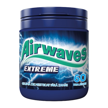 Guma de mestecat cu arome de menta si eucalipt 60 buc Airwaves Extreme, 84g