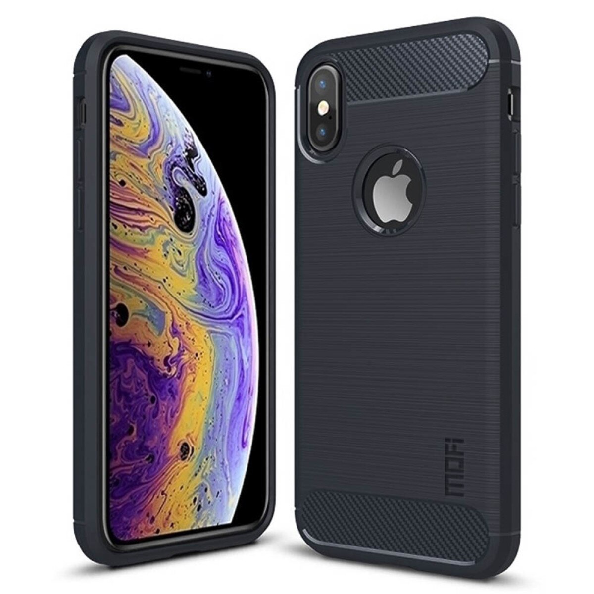 Husa iPhone XS Carbon Fiber Mofi, Albastra
