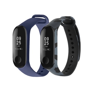 Set 2 curele din silicon pentru bratara smart Xiaomi Mi Band 3/4, gri camuflaj, albastru Set 2 curele din silicon pentru bratara smart Xiaomi Mi Band 3/4, gri camuflaj, albastru