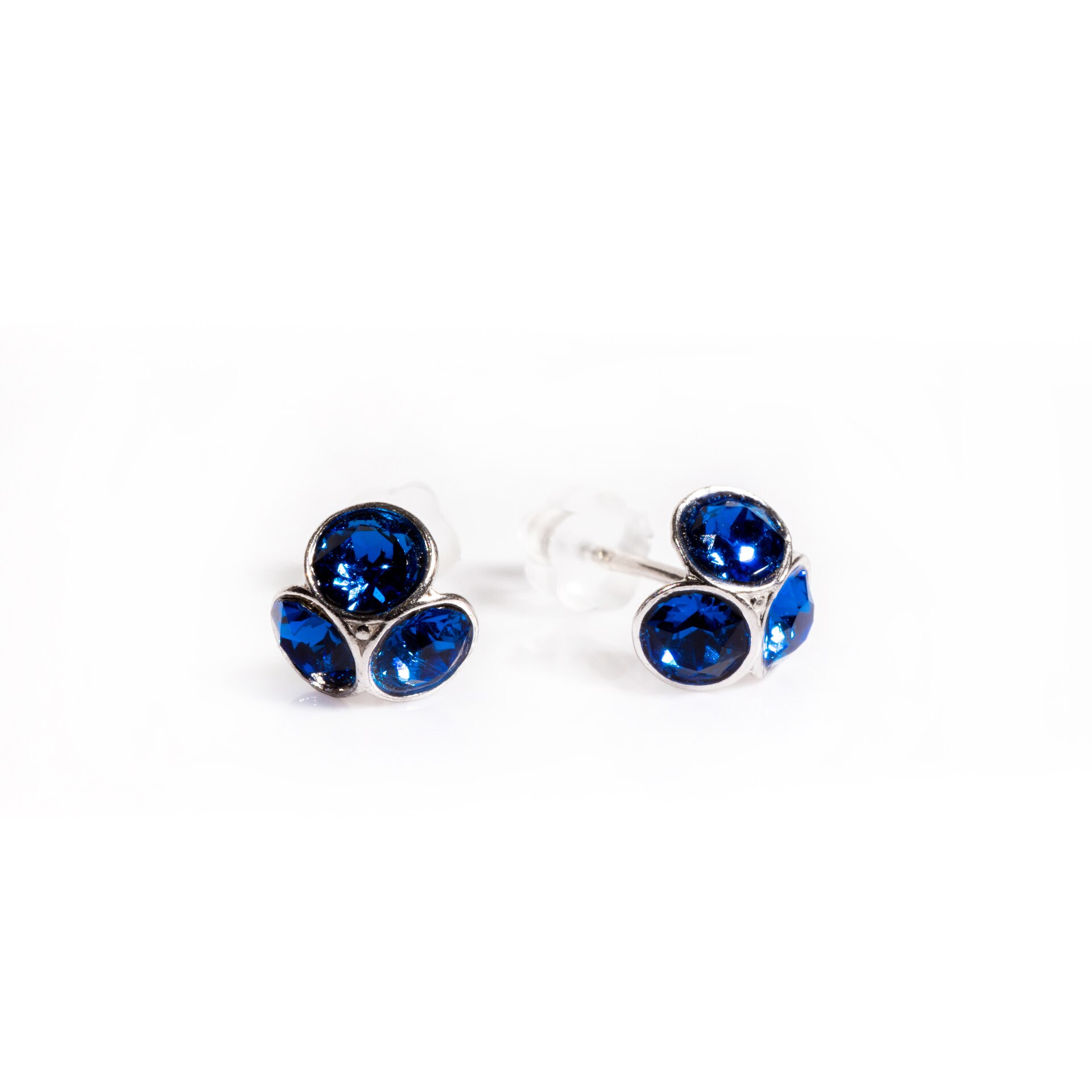 Cercei Argint DaviCrystals cu cristale, tija si carcasa din argint925, trifoi mic capri blue