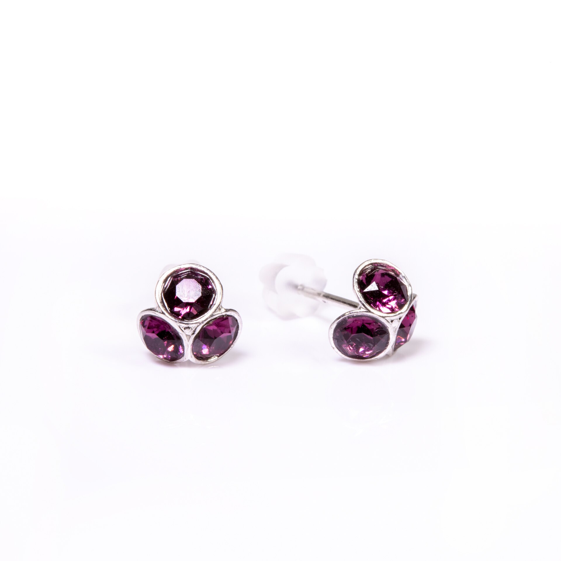 Cercei Argint DaviCrystals cu cristale, tija si carcasa din argint925, trifoi mic amethyst