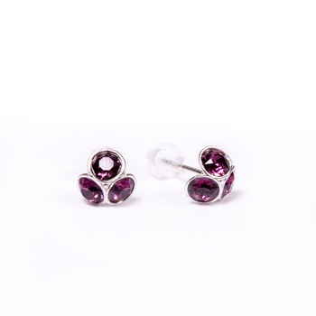 Cercei Argint DaviCrystals cu cristale, tija si carcasa din argint925, trifoi mic amethyst Cercei Argint DaviCrystals cu cristale, tija si carcasa din argint925, trifoi mic amethyst