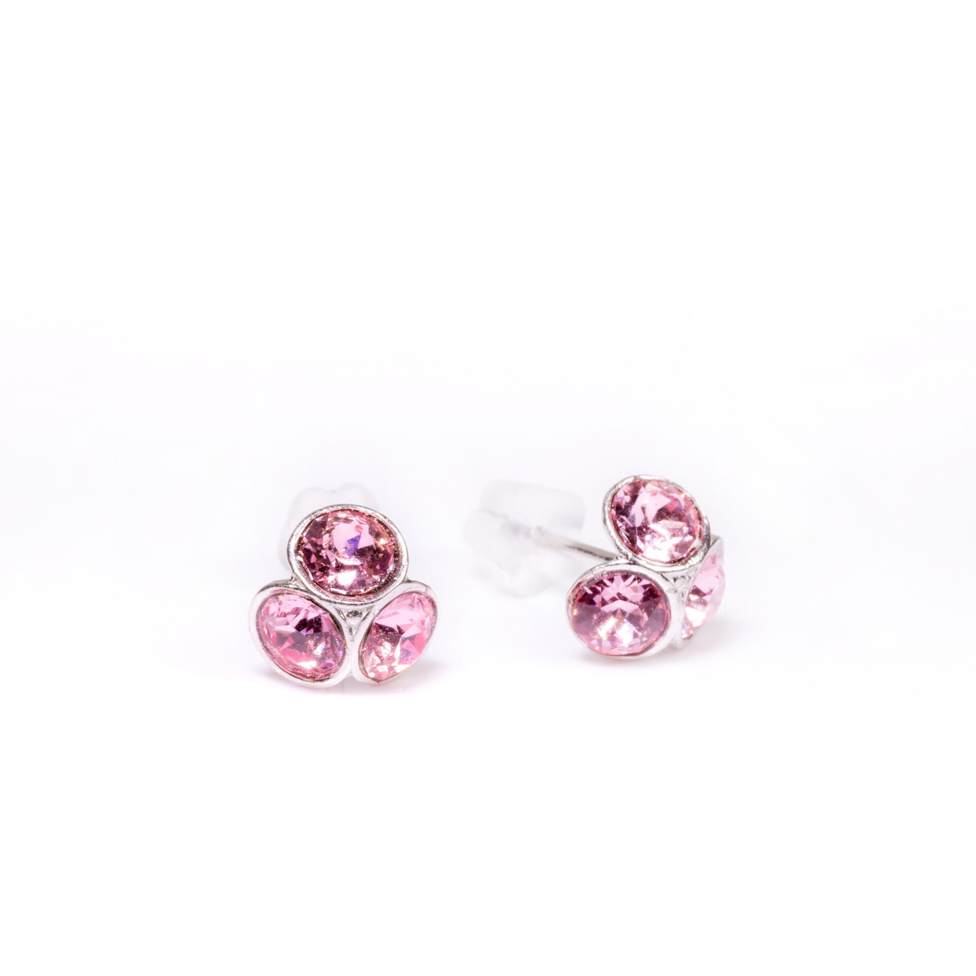 Cercei Argint DaviCrystals cu cristale, tija si carcasa din argint925, trifoi mic light rose