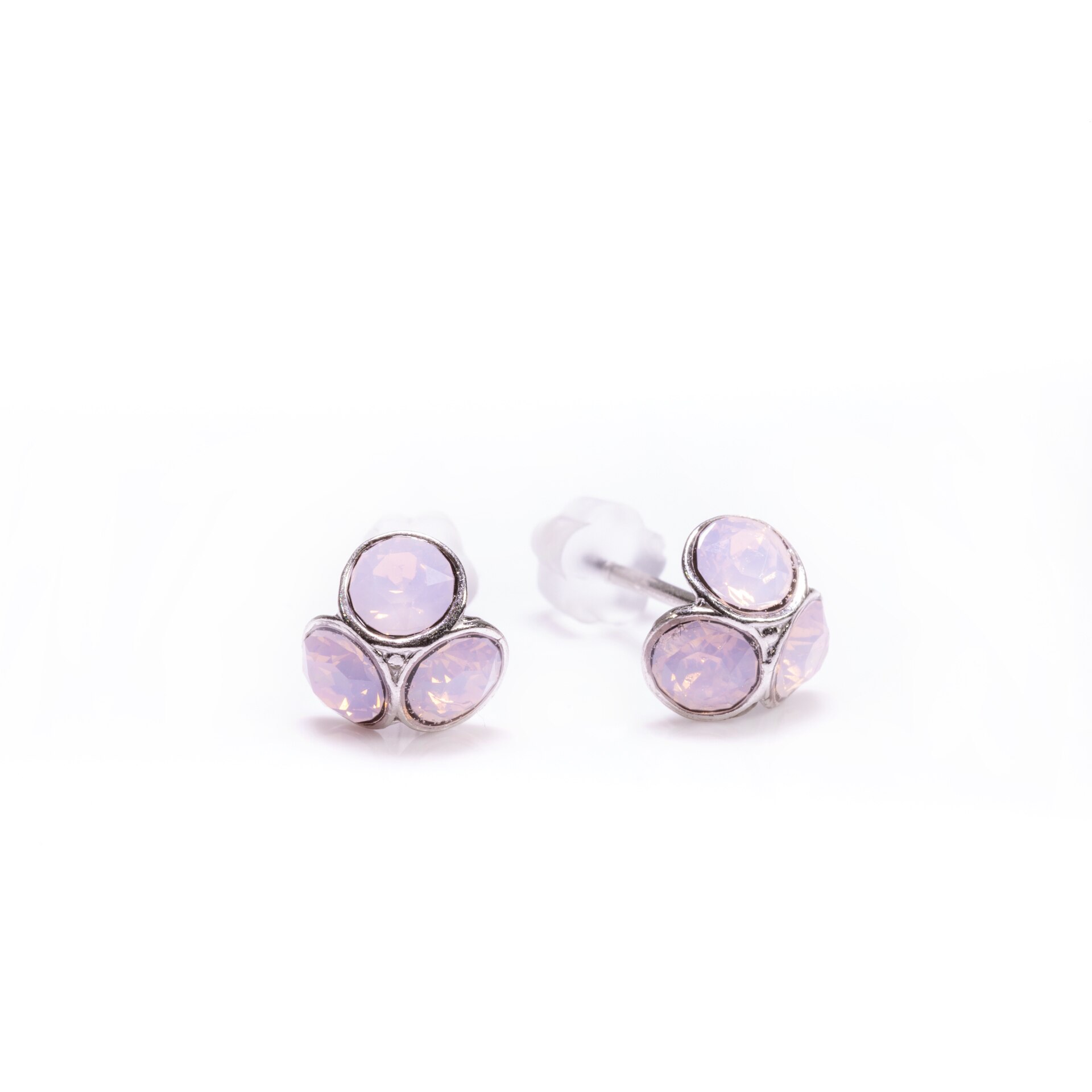 Cercei Argint DaviCrystals cu cristale, tija si carcasa din argint925, trifoi mic rose water opal