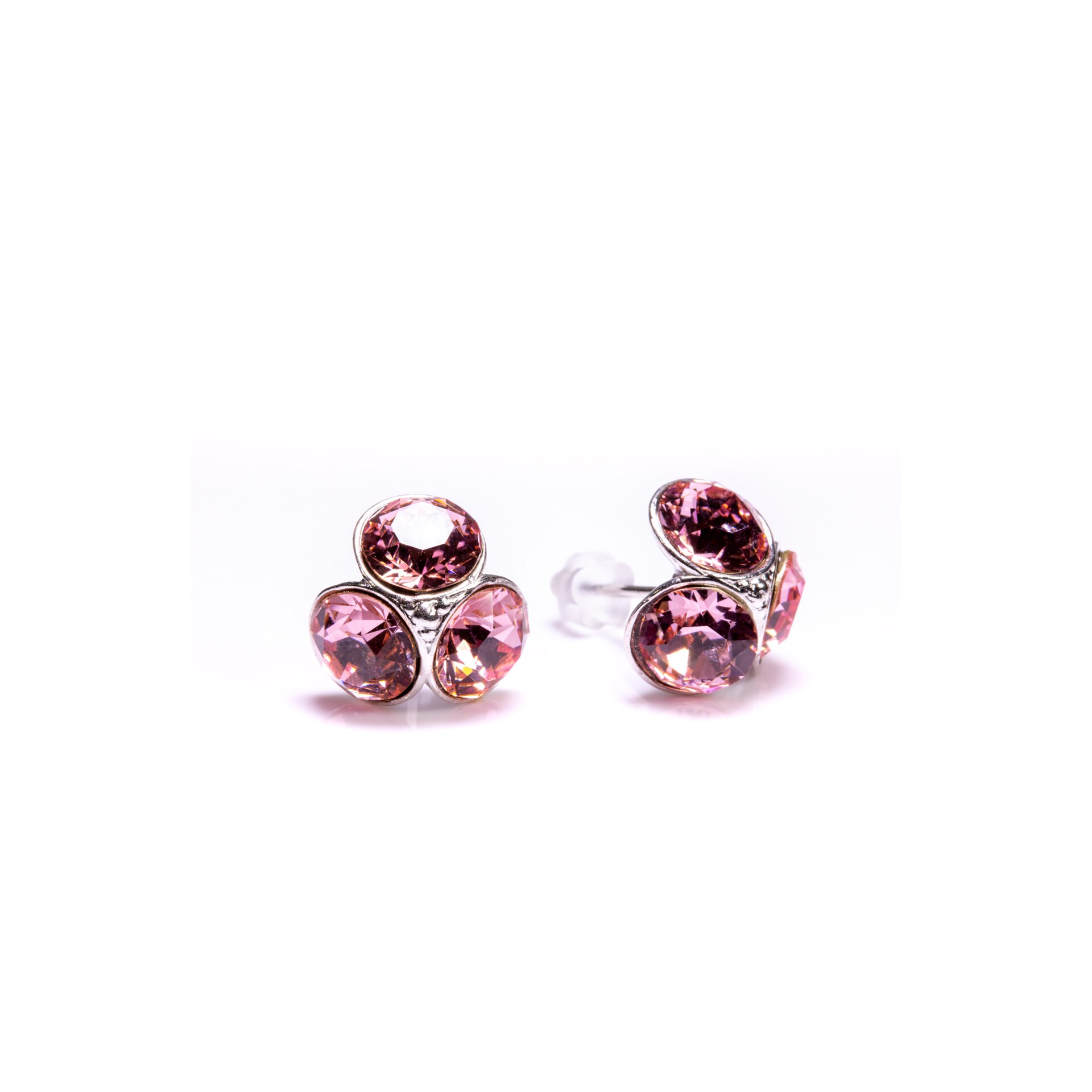 Cercei Argint DaviCrystals cu cristale,tija si carcasa din argint925, trifoi mic rose