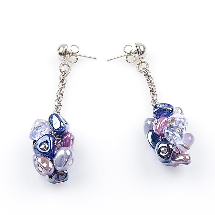 Cercei Rubik cu margele triunghiulare din Sticla de Murano, Antica Murrina