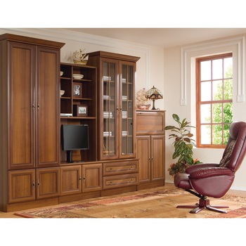 Biblioteca Wiki D, garnitura completa cu fronturi din MDF, culoare Nuc Aosta Inchis, Dimensiuni 324/56,5/214 cm Biblioteca Wiki D, garnitura completa cu fronturi din MDF, culoare Nuc Aosta Inchis, Dimensiuni 324/56,5/214 cm