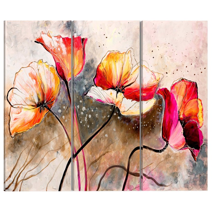 Tablou canvas 3 piese - Maci lasate de vant - 120 x 80 cm