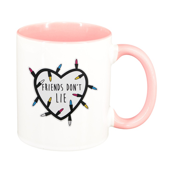 Cana Stranger Things Friends Dont Lie, interior roz, 330ml, D1292