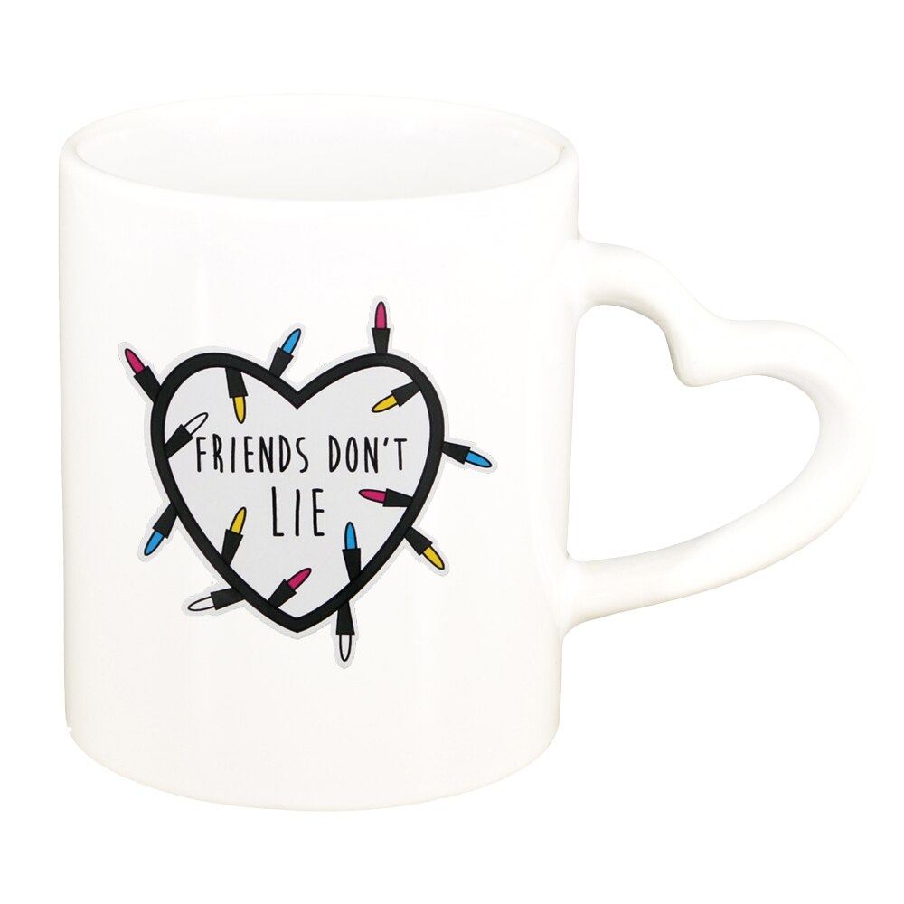 Cana Stranger Things Friends Dont Lie, alb, maner inima, 330ml, D1292