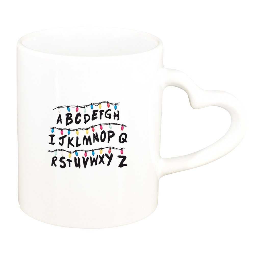 Cana Stranger Things, alb, maner inima, 330ml, D1294