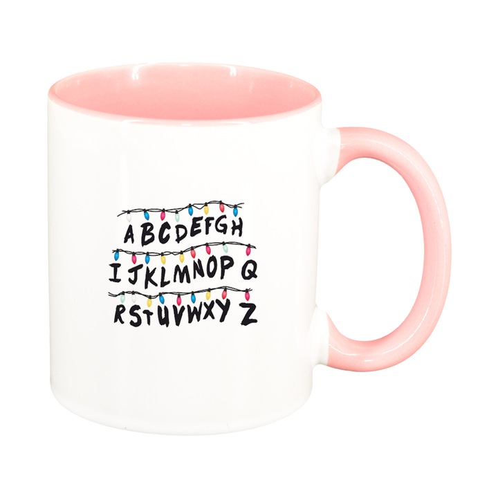 Stranger Things bögre, rózsaszín belső, 330ml, D1294