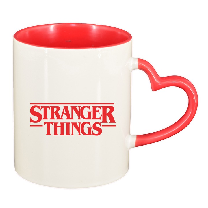 BestCase D1295 Stranger Things bögre, szív alakú fogantyú, 330ml, piros belső