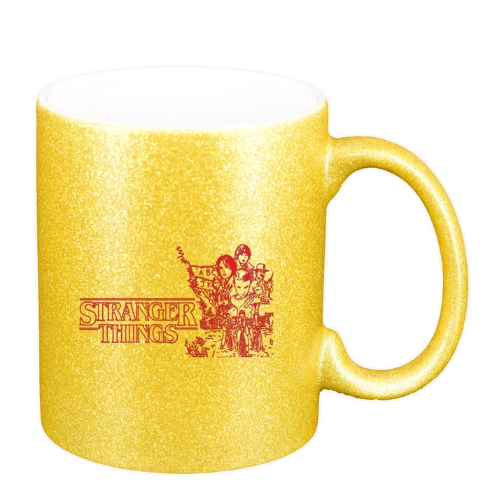 Stranger Things bögre, aranygyöngy csillámos, 330ml, D1296