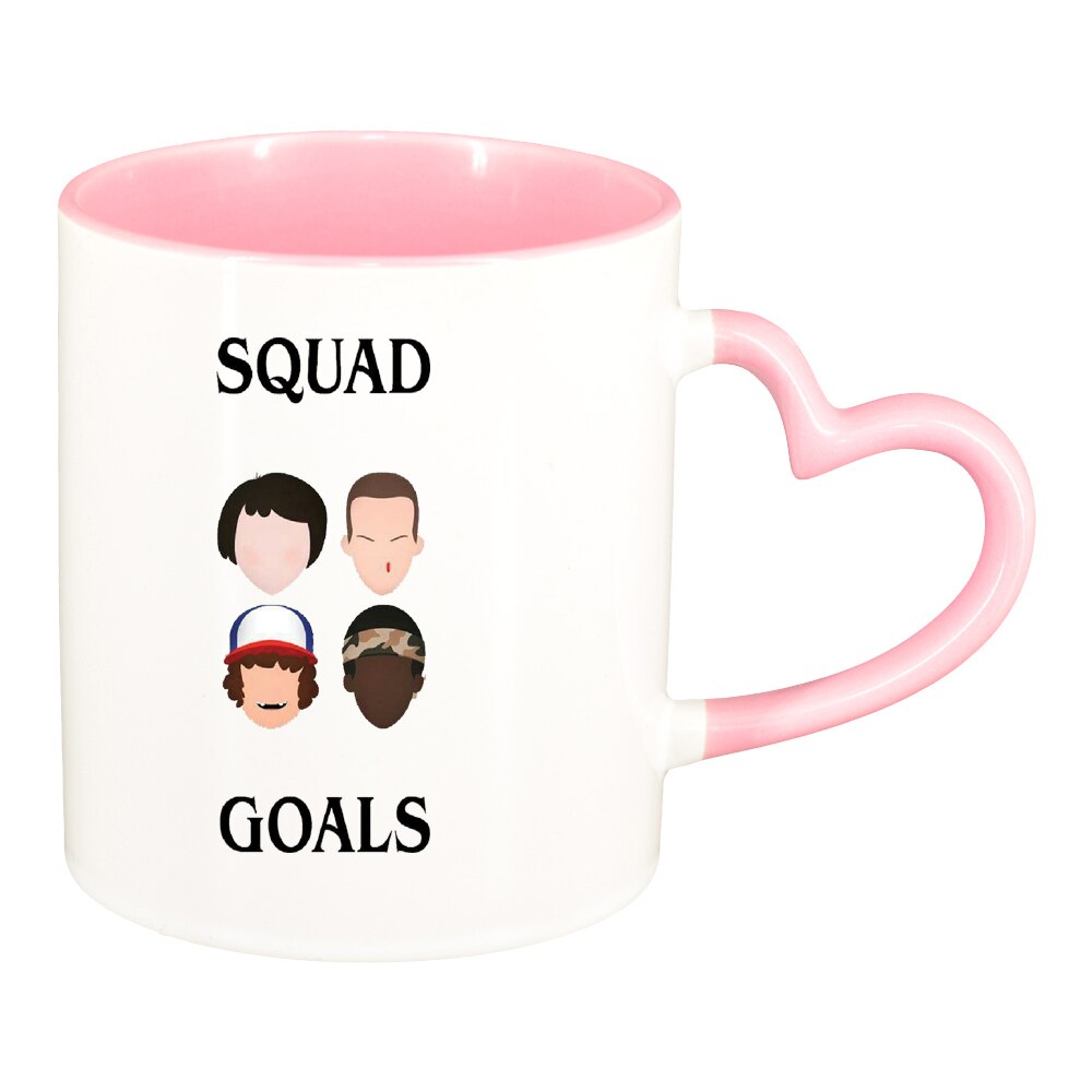 Cana Stranger Things, interior roz, maner inima, 330ml, D1298