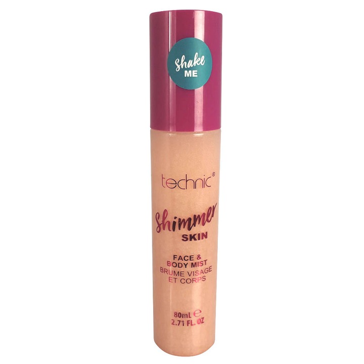 Овлажняващ спрей за лице и тяло с бляскави частици Technic Shimmer Skin Face & Body Mist, 80 мл