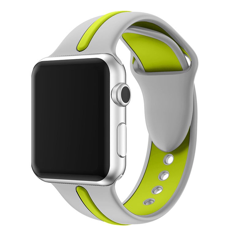 Curea silicon ZAFIT™, compatibila cu Apple Watch 6/5/4/3/2/1, Display 44 mm, Nike+, Sport, Gri/Verde