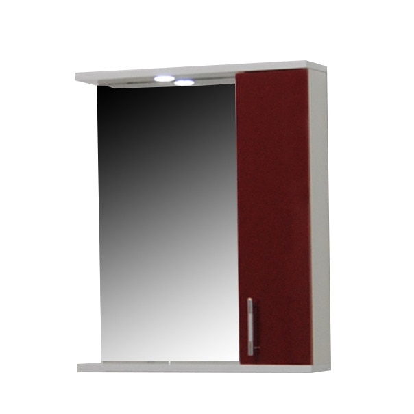 Oglinda cu dulap si iluminare , Badenmob , seria 020 - 60cm , bordo