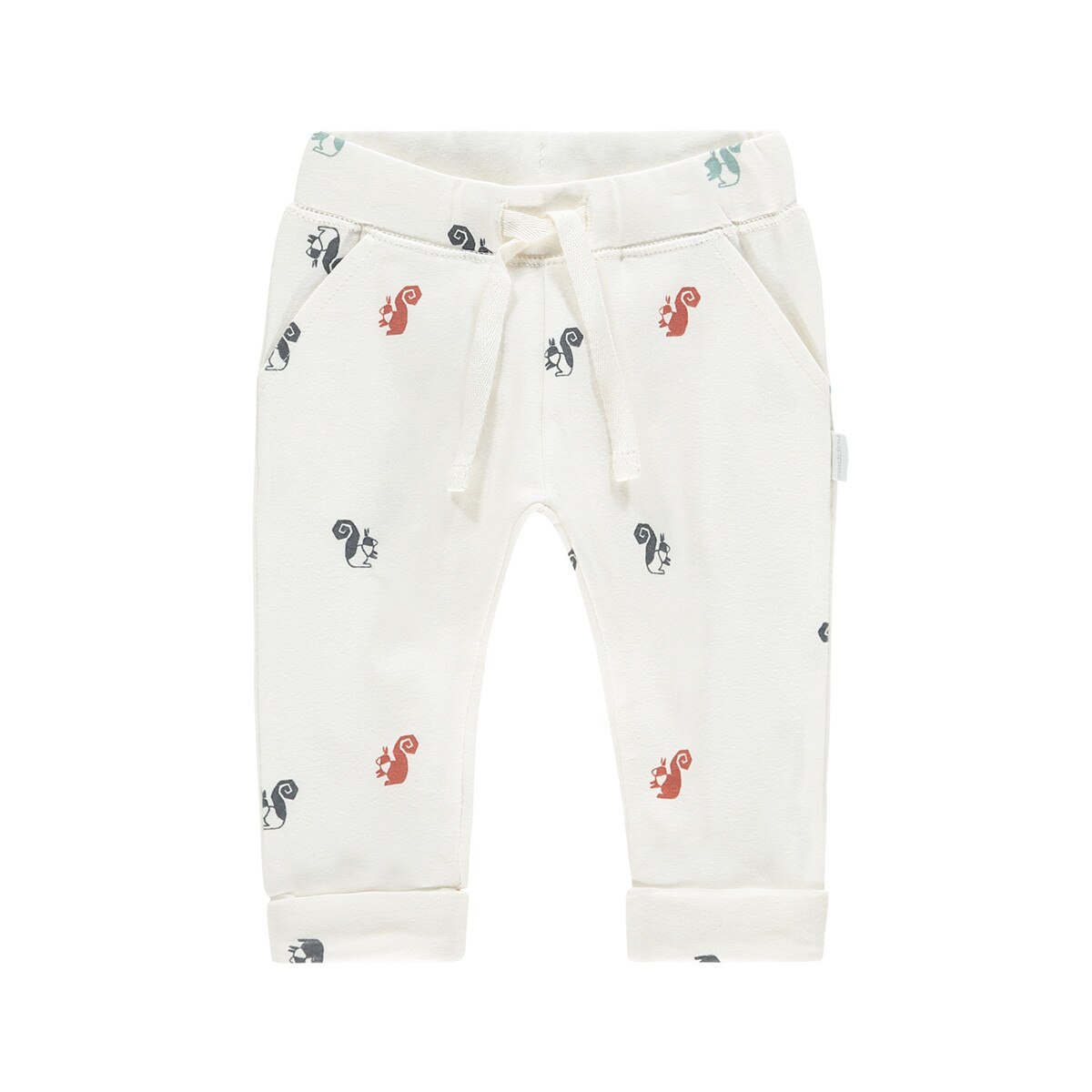 Pantaloni bebe, Noppies, bumbac organic, Abu, albi, Alb