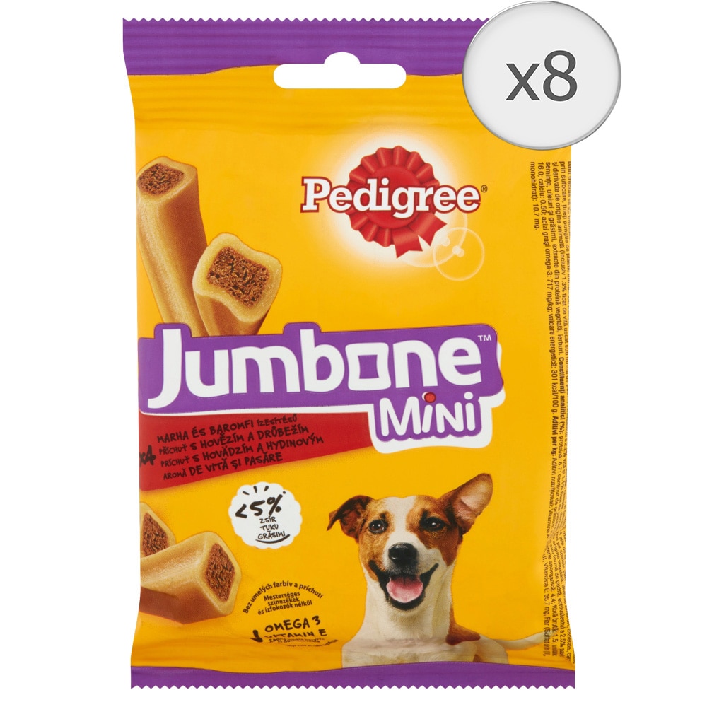 Recompense pentru caini Pedigree Jumbone Mini, Vita, 8 x 160g