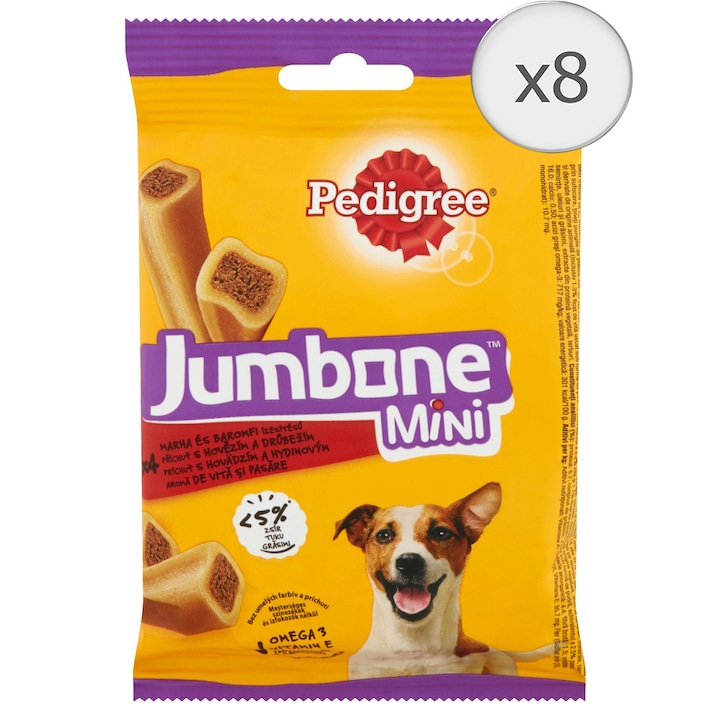 Награда за кучета Pedigree Jumbone Mini, Говеждо месо, 8 x 160 г