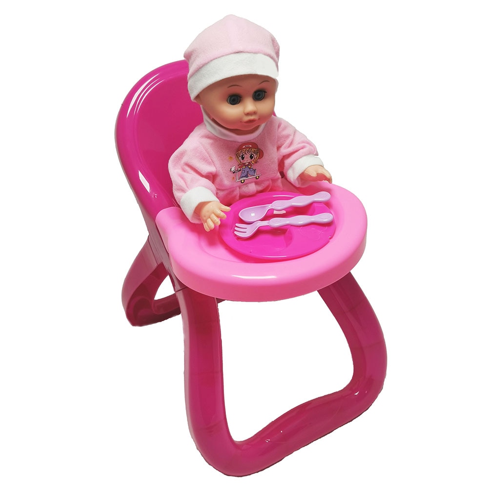 Papusa bebelus cu masuta si accesorii mancare Cherubic