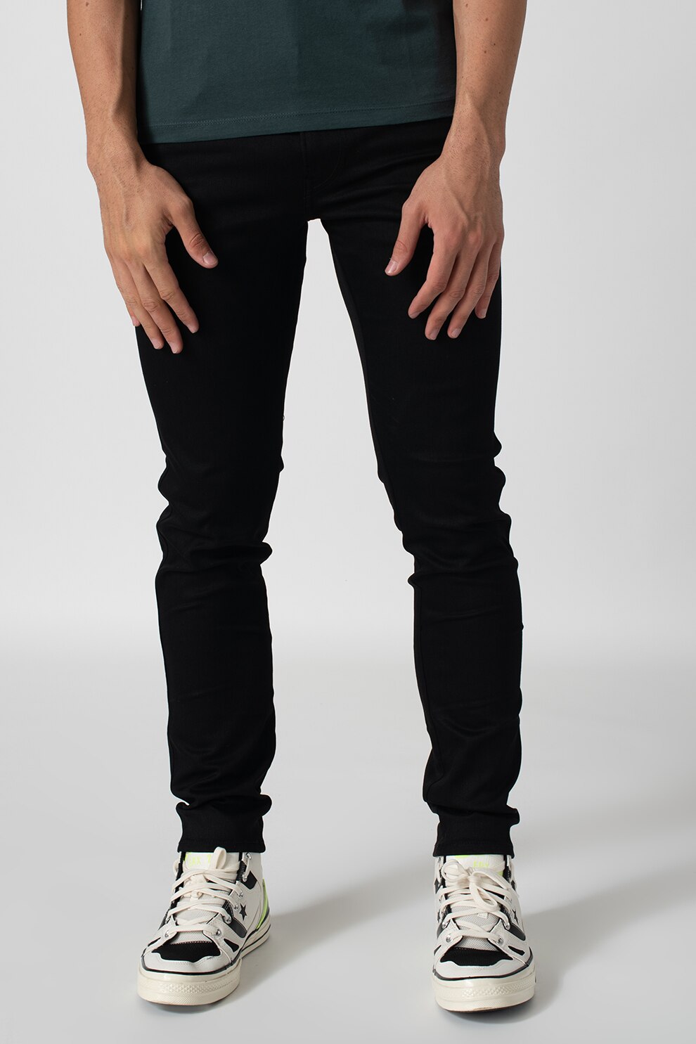 Replay, Blugi slim fit elastici Anbass, Negru, W33-L32