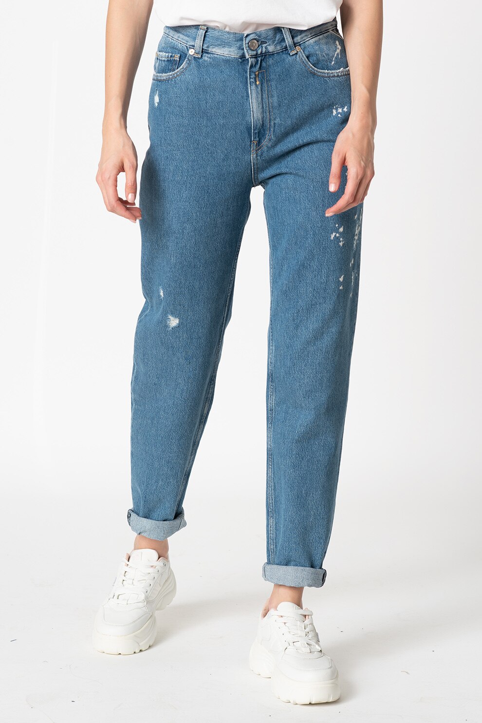 Replay, Blugi mom fit cu aspect deteriorat, Albastru deschis, W29-L30