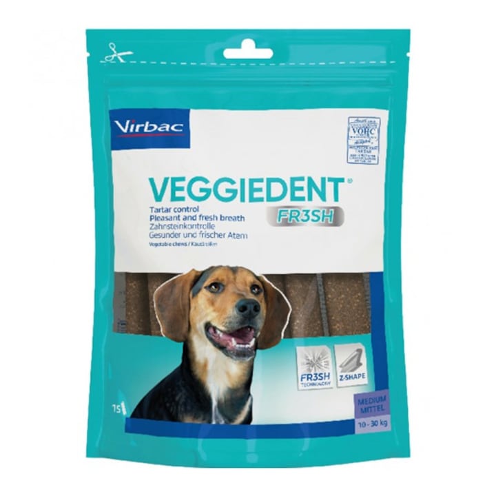 Награди за кучета, Virbac, Veggiedent Fresh, Medium 10-30 кг