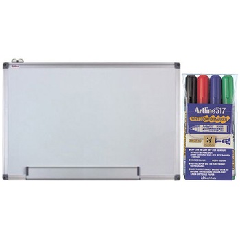 Tabla magnetica Optima 120 x 240 cm, cu rama din aluminiu + set markere EK-517/4W Tabla magnetica Optima 120 x 240 cm, cu rama din aluminiu + set markere EK-517/4W